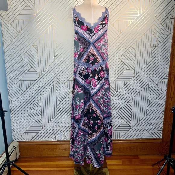 Free People‎ Stevie Floral Lace Trim Maxi Dress - Picture 2 of 12